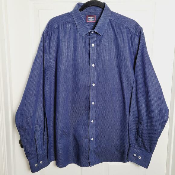 UNTUCKit Shirt Mens XL Navy Milo-WF Wrinkle Free Button Down Relaxed Textured - Picture 1 of 11